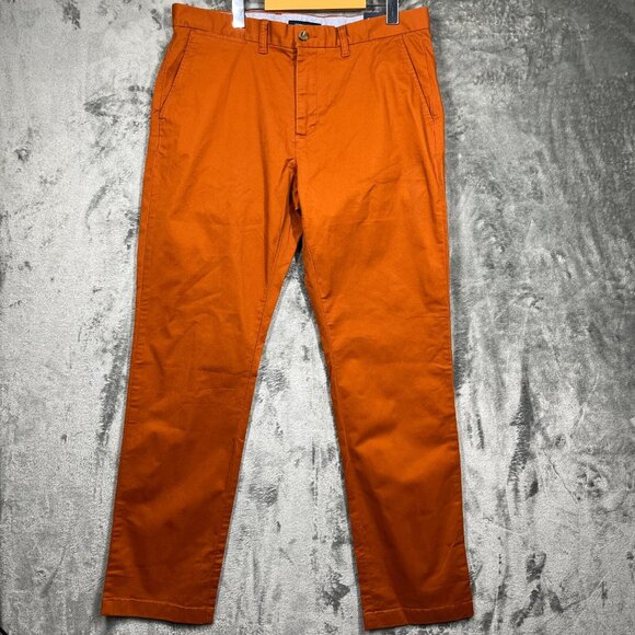 Tommy Hilfiger Pants Mens D7 Brown 36x34 The Flex Chino Cotton Flat Front Casual - Picture 1 of 14